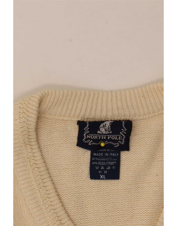 North Pole Mens Vest Tank Top XL Beige Geometric Cotton