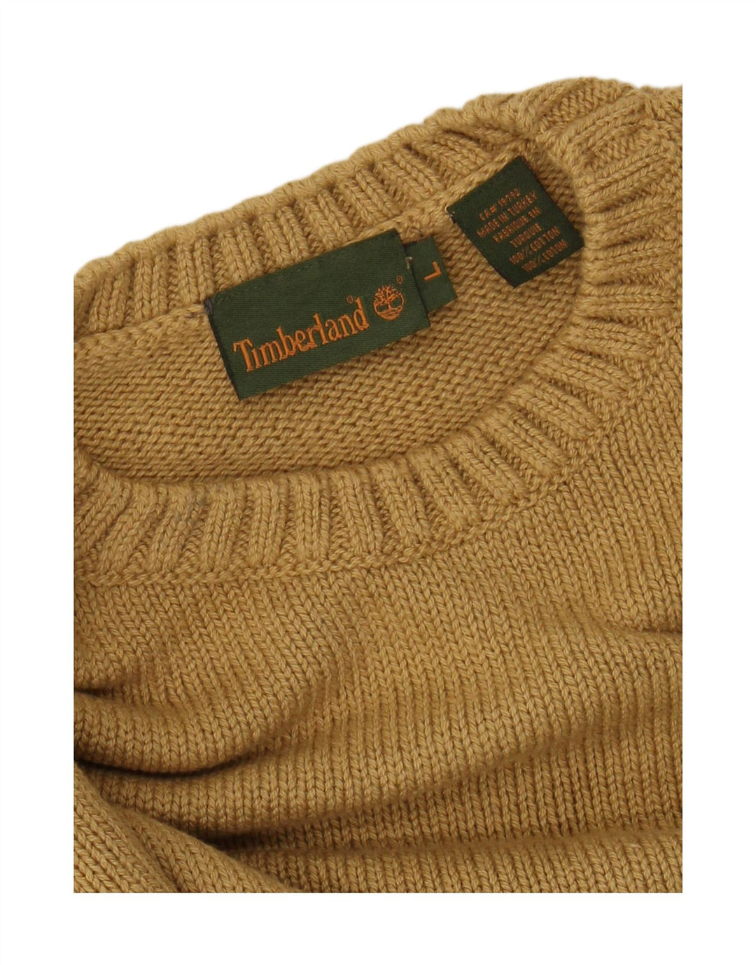 TIMBERLAND Mens Crew Neck Jumper Sweater Large Yellow Cotton