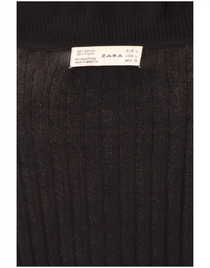 Zara Womens Open Cardigan Sweater UK 16 Large Black