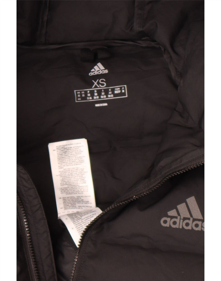 Adidas Womens Hooded Padded Jacket UK 4/6 XS Black Polyester