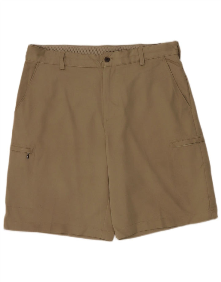 Izod Mens Classic Fit Cargo Shorts W34 Large Khaki Polyester