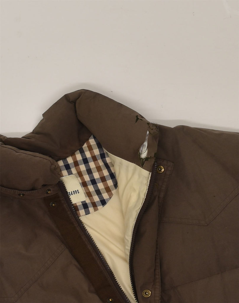 AQUASCUTUM Mens Hooded Padded Jacket UK 38 Medium Brown | Vintage Aquascutum | Thrift | Second-Hand Aquascutum | Used Clothing | Messina Hembry 