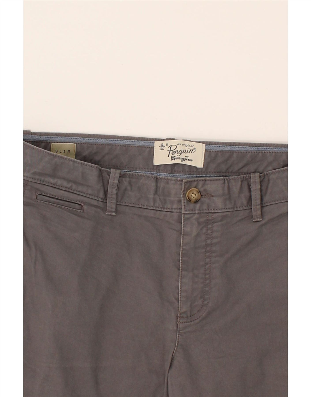 PENGUIN Mens Straight Chino Trousers W30 L33 Grey Cotton Vintage Penguin and Second-Hand Penguin from Messina Hembry 