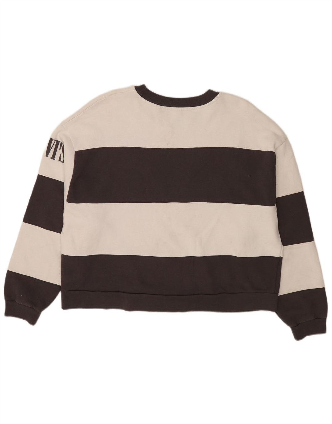 Levi's Womens Oversized Crop Sweatshirt Jumper UK 14 Medium Black Striped
