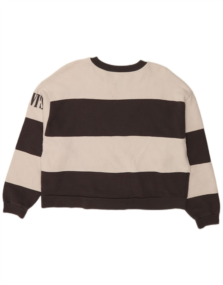 Levi's Womens Oversized Crop Sweatshirt Jumper UK 14 Medium Black Striped