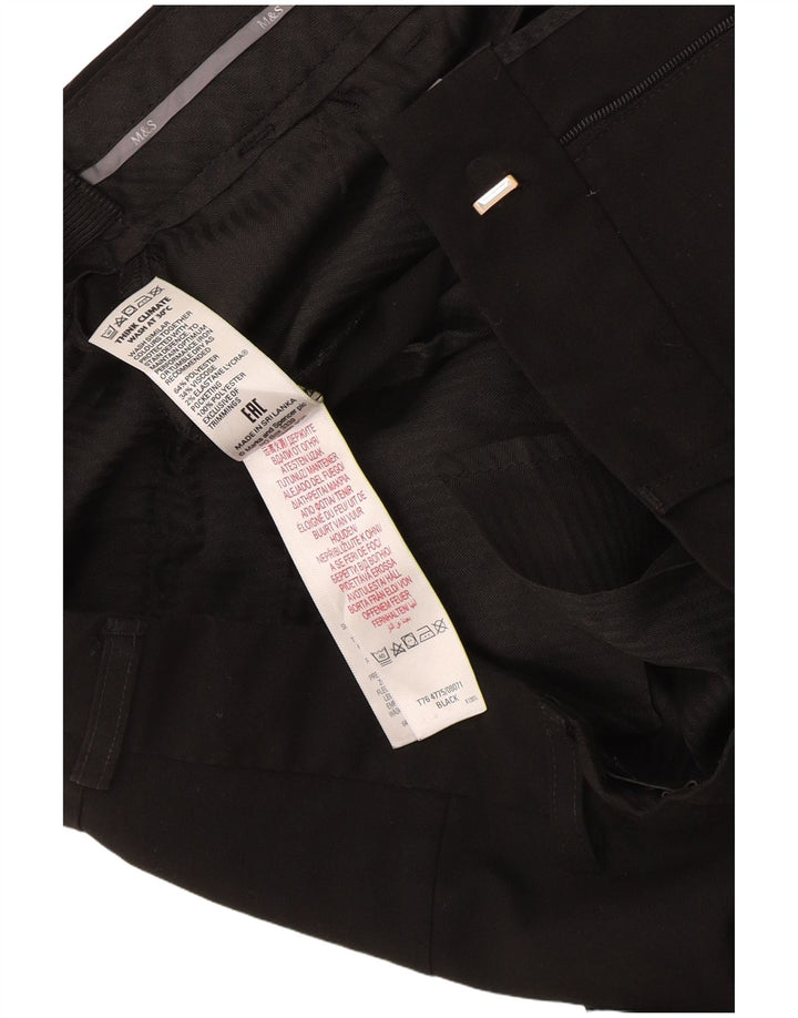 Marks & Spencer Boys Slim Suit Trousers 13-14 Years W30 L30 Black Polyester