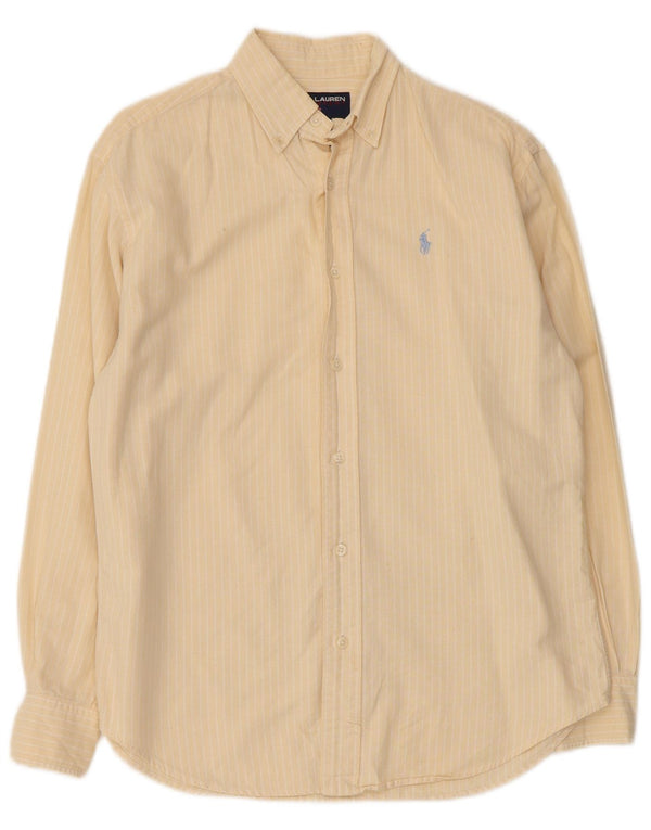 Polo Ralph Lauren Womens Shirt US 8 Medium Yellow Striped Cotton