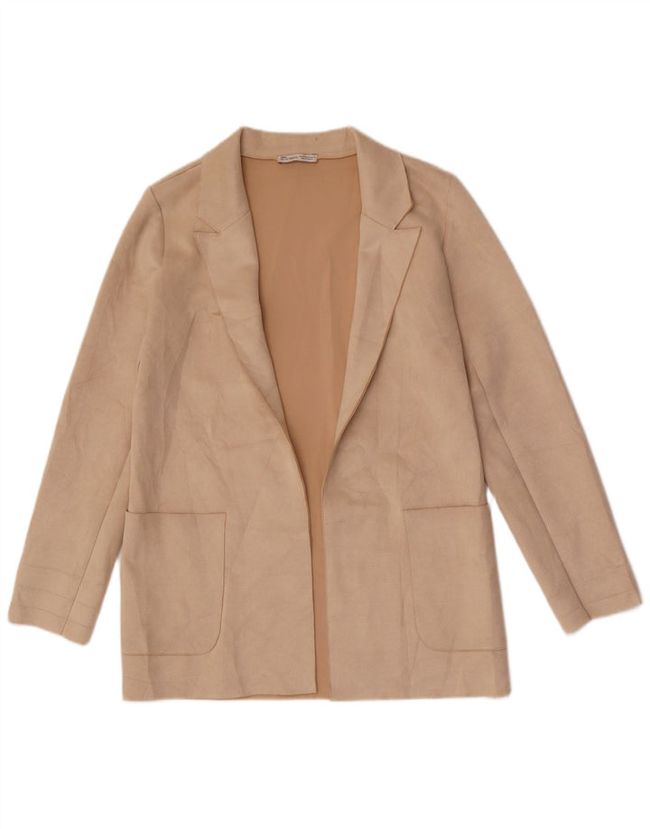 Zara Womens Open Oversized Blazer Jacket UK 6 XS Beige