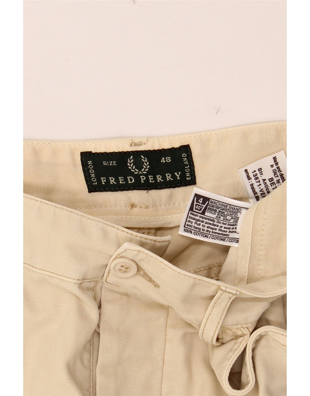 FRED PERRY Mens Casual Shorts IT 48 Medium W36 Beige Cotton