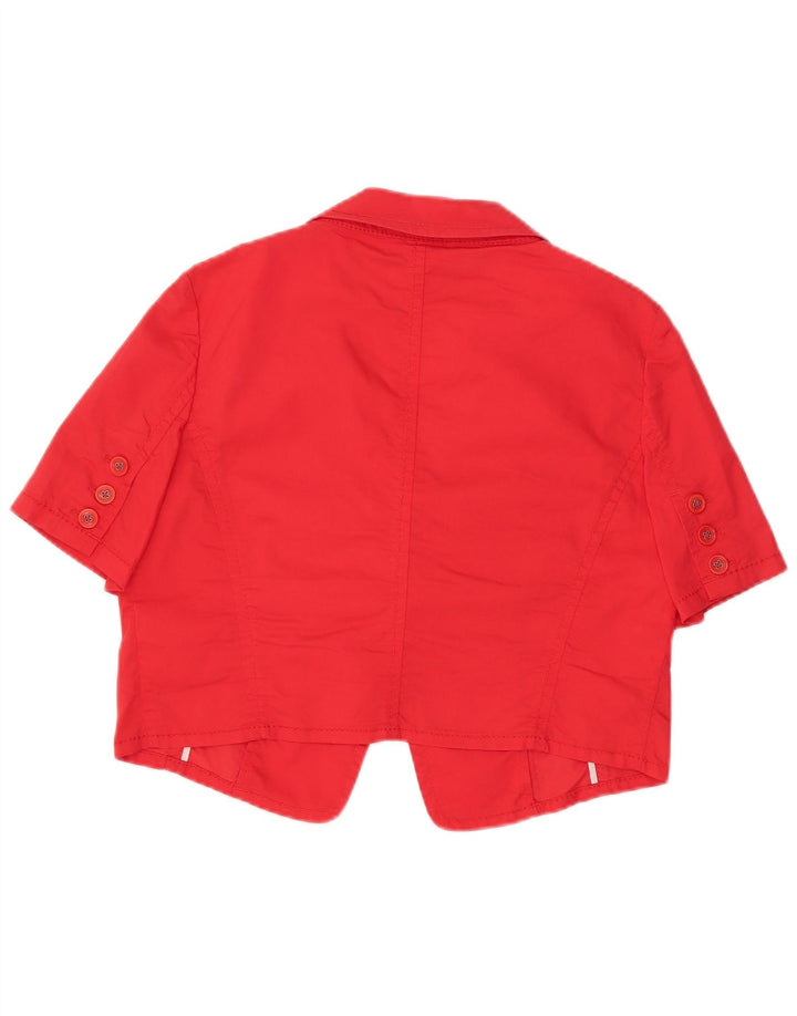 Marc Aurel Womens Crop 1 Button Short Sleeve Blazer Jacket IT 42 Medium Red