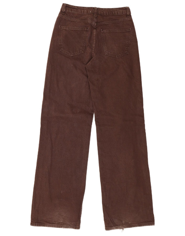 Zara Womens Wide Leg High Waist Jeans EU 34 2XS W24 L32 Brown Cotton