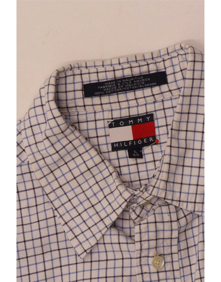 Tommy Hilfiger Mens Shirt Large White Check Cotton