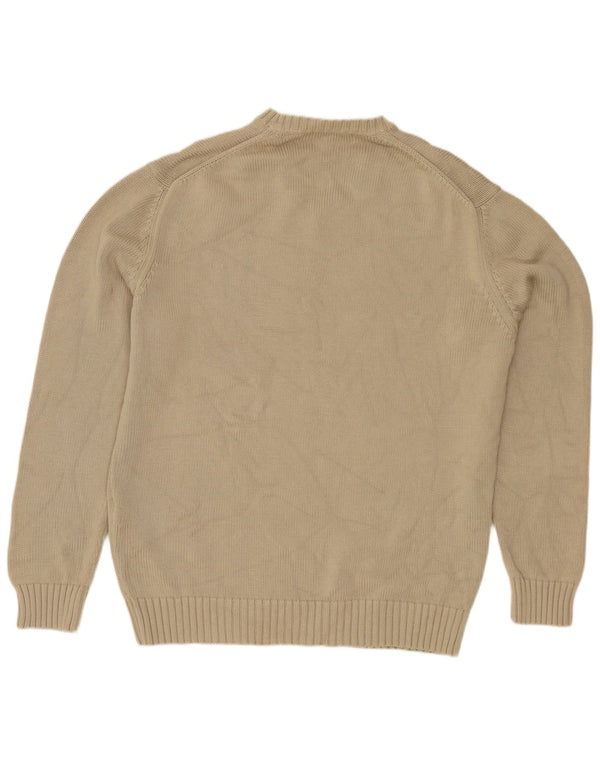 ZARA Mens V-Neck Jumper Sweater XL Beige Cotton