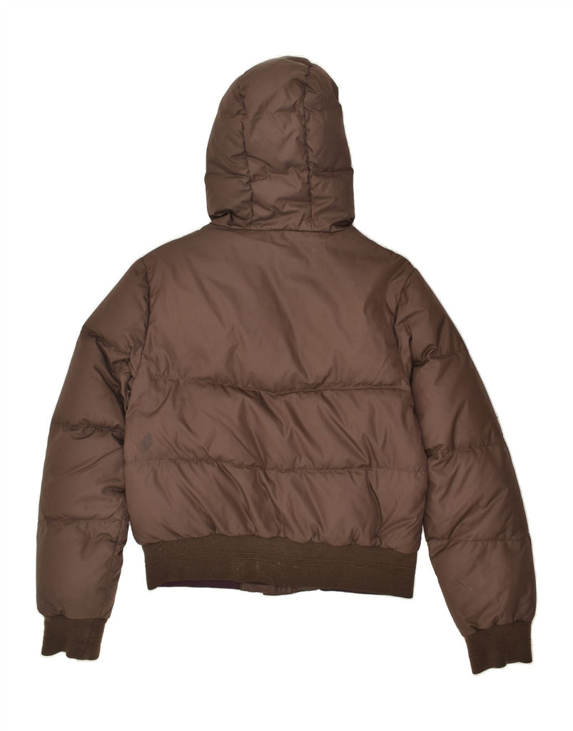 NORTH SAILS Womens Hooded Padded Jacket UK 14 Large Brown Polyester | Vintage North Sails | Thrift | Second-Hand North Sails | Used Clothing | Messina Hembry 