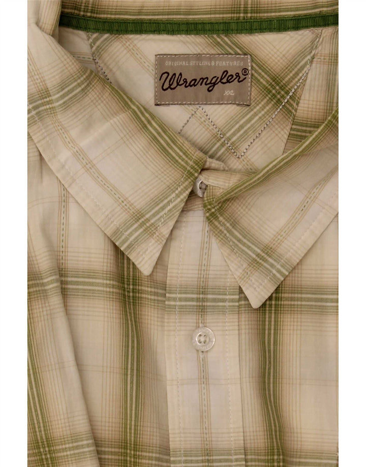 Wrangler Mens Short Sleeve Shirt XL Green Check