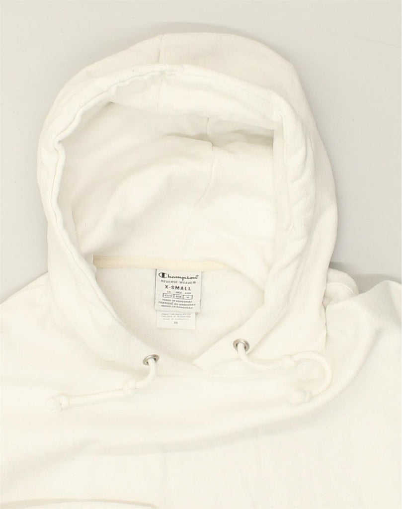 CHAMPION Womens Hoodie Jumper UK 6 XS White Cotton | Vintage Champion | Thrift | Second-Hand Champion | Used Clothing | Messina Hembry 