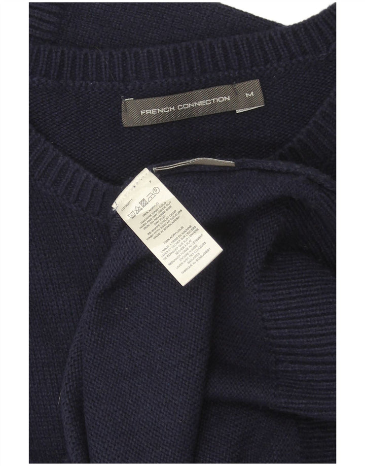 FRENCH CONNECTION Mens Crew Neck Jumper Sweater Medium Navy Blue Fair Isle