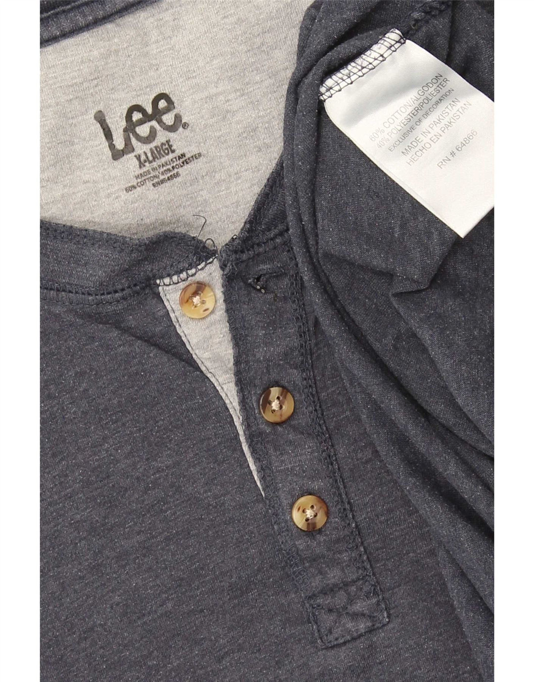 Lee Mens T-Shirt Top XL Grey Cotton