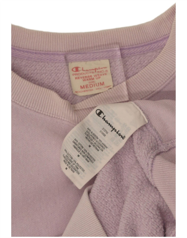 Champion Womens Oversized Sweatshirt Jumper UK 14 Medium Purple Cotton