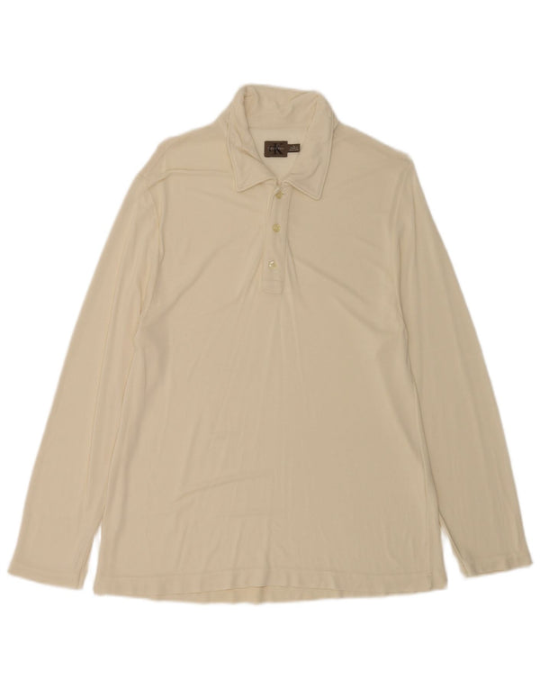 Calvin Klein Mens Long Sleeve Polo Shirt Large Beige
