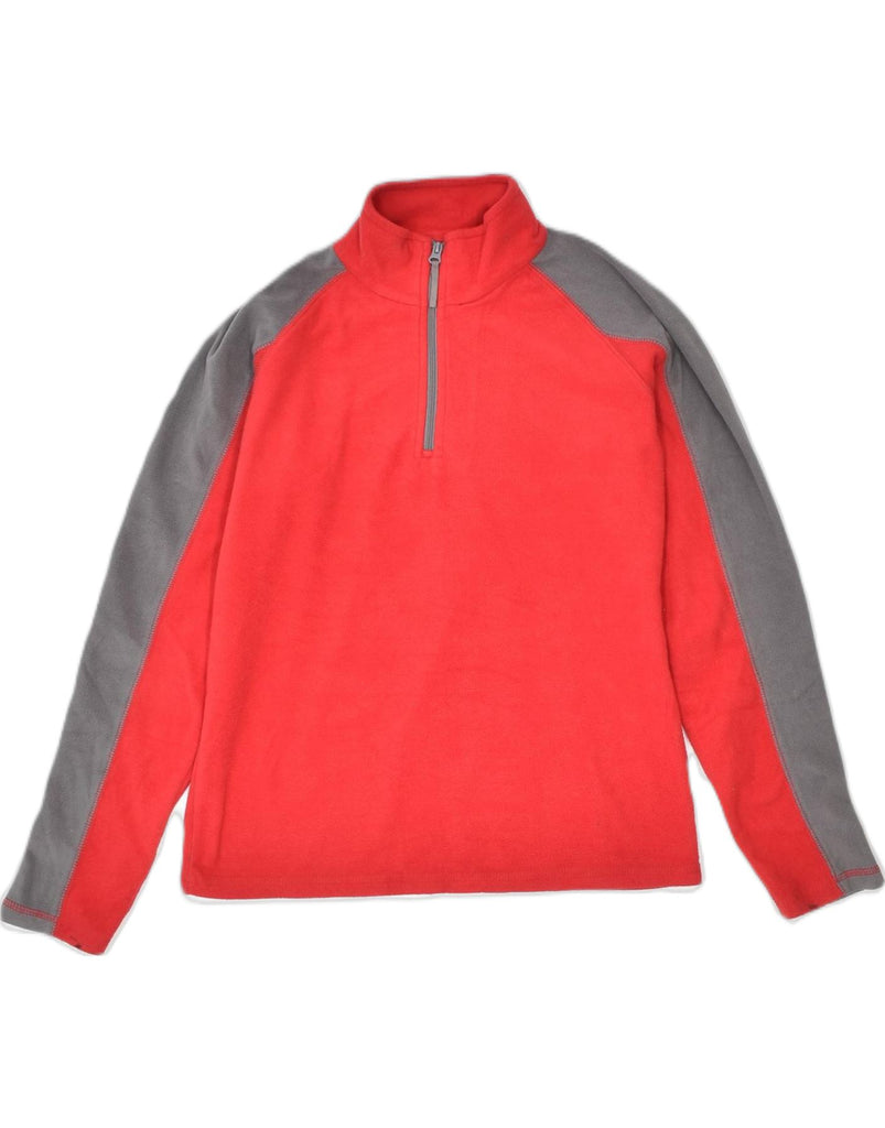 MOUNTAIN WAREHOUSE Boys Zip Neck Fleece Jumper 11-12 Years Red Colourblock | Vintage | Thrift | Second-Hand | Used Clothing | Messina Hembry 