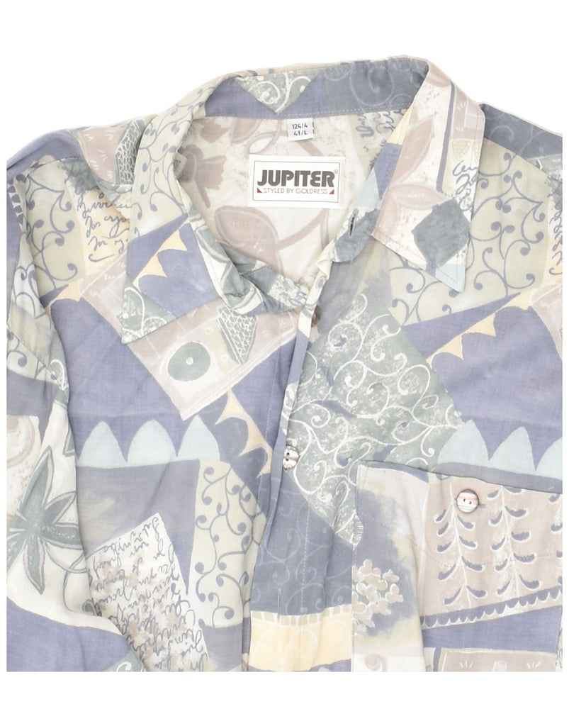 JUPITER Mens Shirt Size 41 Large Blue Patchwork | Vintage Jupiter | Thrift | Second-Hand Jupiter | Used Clothing | Messina Hembry 