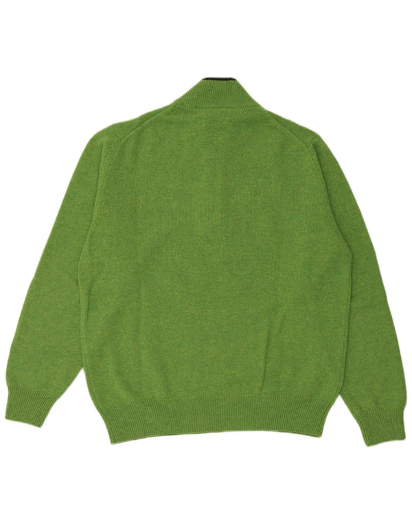 Fred Perry Mens Zip Neck Jumper Sweater Medium Green Wool