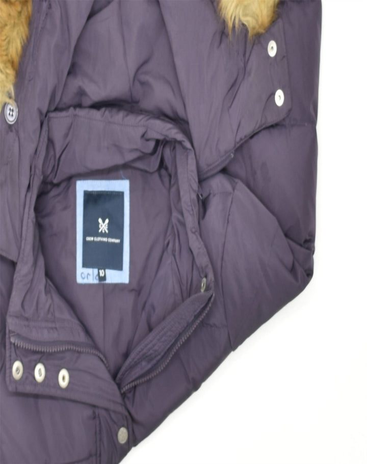 CREW CLOTHING Womens Hooded Padded Jacket UK 10 Small Purple Polyester | Vintage | Thrift | Second-Hand | Used Clothing | Messina Hembry 