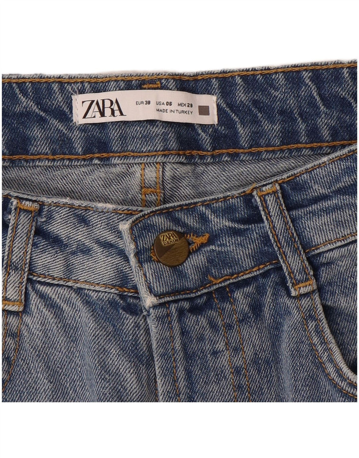 Zara Womens Distressed Denim Shorts EU 38 Small W28  Blue