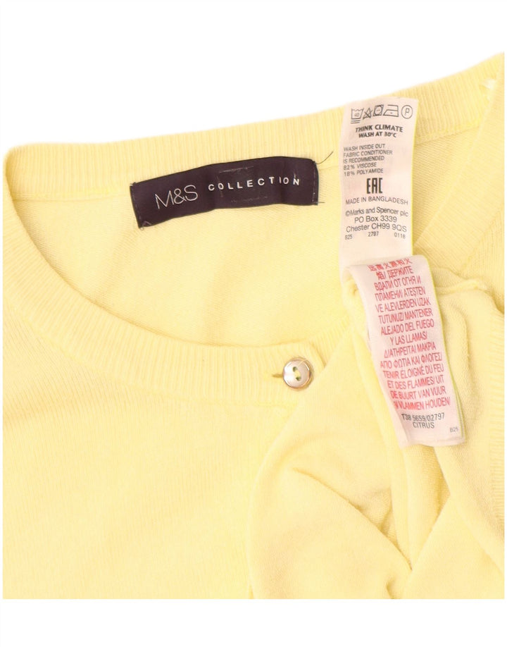Marks & Spencer Womens Cardigan Sweater UK 16 Large Yellow Viscose