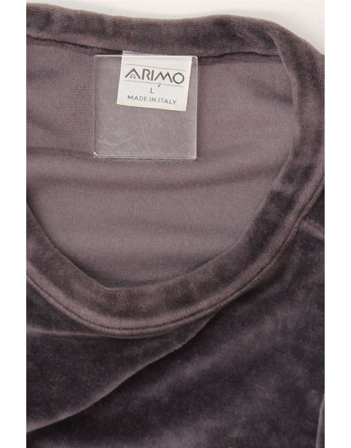 VINTAGE Womens Velour Oversized Sweatshirt Jumper UK 16 Large Purple Vintage Vintage and Second-Hand Vintage from Messina Hembry 