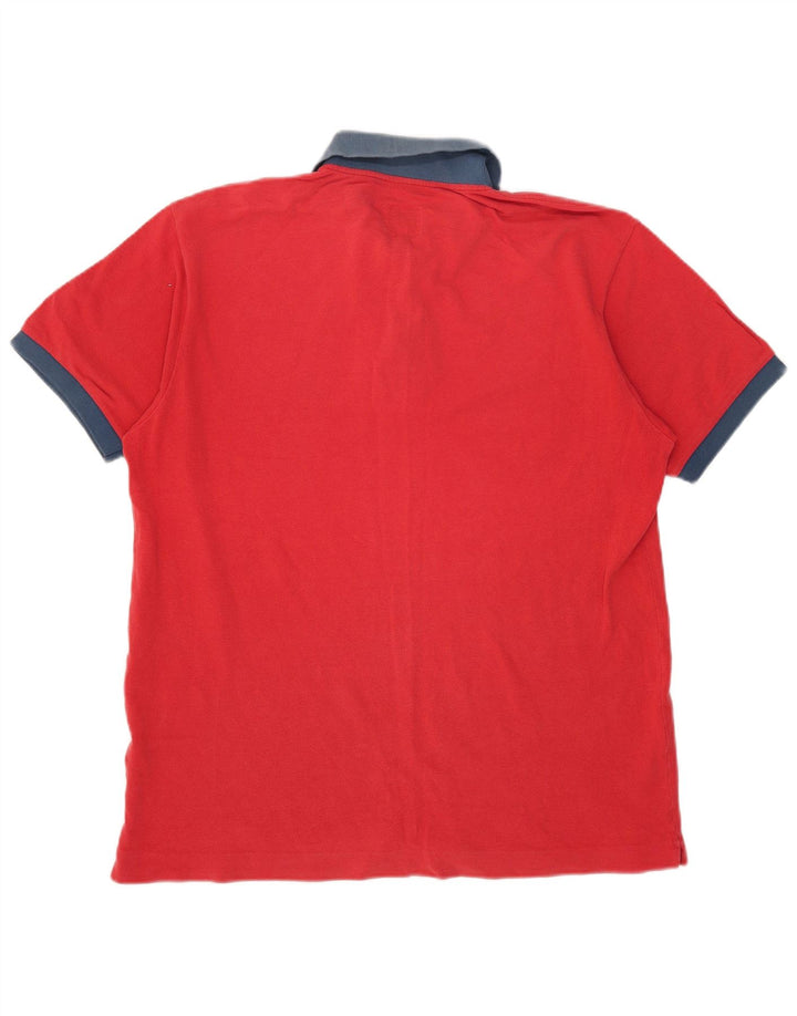 Benetton Mens Polo Shirt XL Red Colourblock