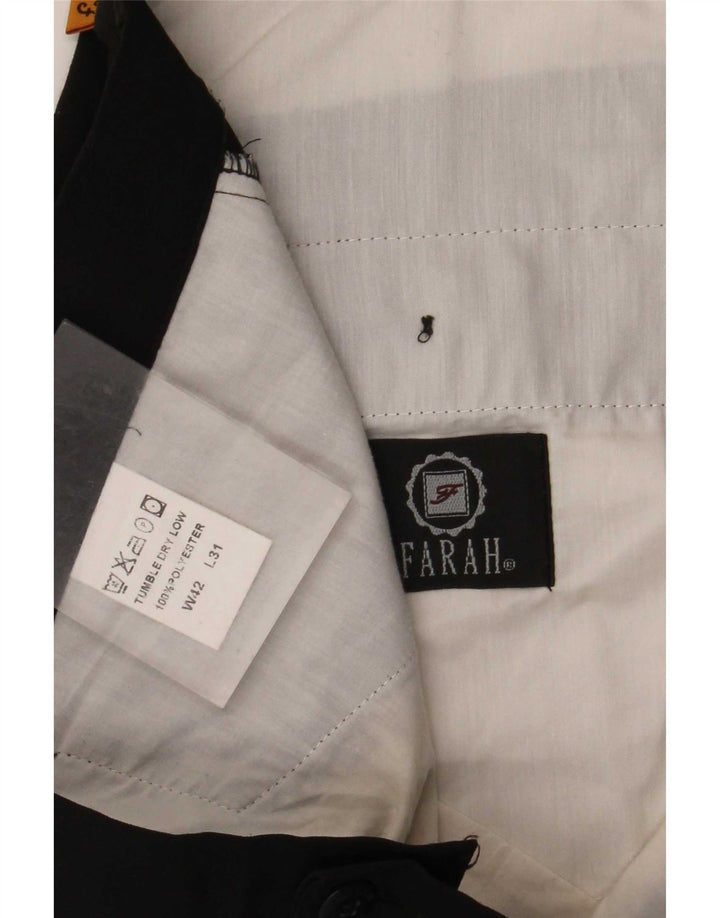 Farah Mens Straight Casual Trousers W42 L31 Black Polyester