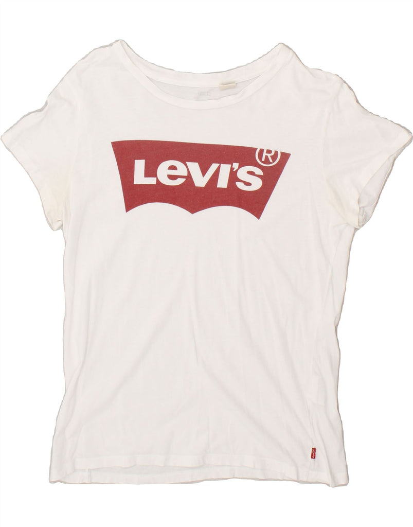 LEVI'S Womens Graphic T-Shirt Top UK 14 Medium White | Vintage Levi's | Thrift | Second-Hand Levi's | Used Clothing | Messina Hembry 