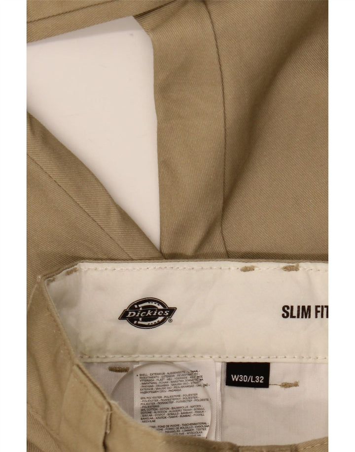 Dickies Mens Slim Fit Chino Trousers W30 L32 Beige Polyester