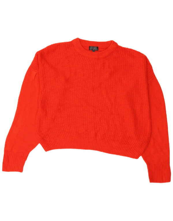 Topshop Womens Crop Oversized Crew Neck Jumper Sweater UK 8 Small Red