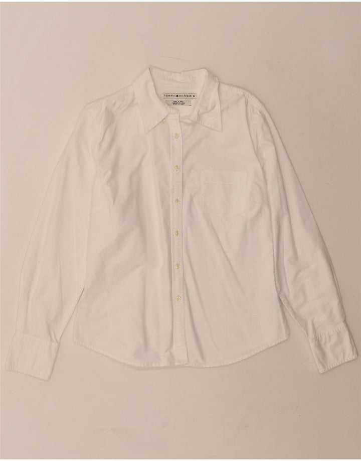 TOMMY HILFIGER Womens Shirt UK 14 Medium White Cotton Vintage Tommy Hilfiger and Second-Hand Tommy Hilfiger from Messina Hembry 