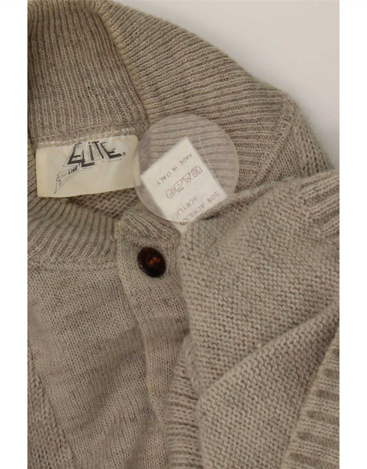 Elite Mens Button Neck Jumper Sweater Medium Grey Wool
