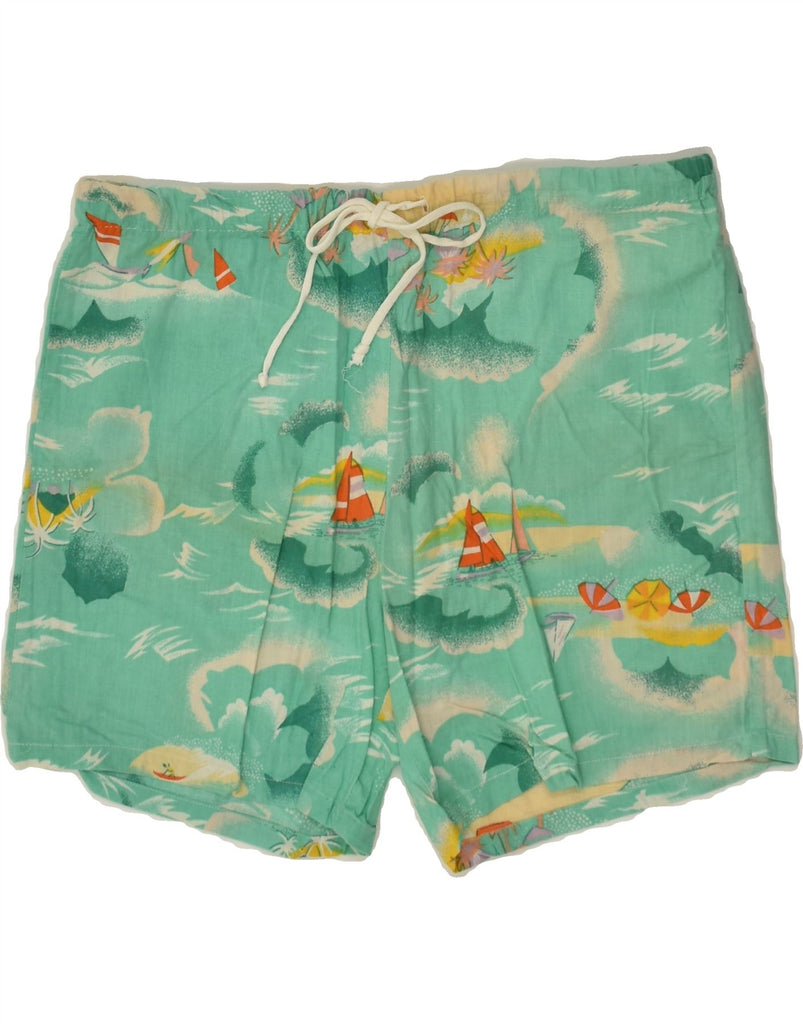 VINTAGE Mens Graphic Swimming Shorts Medium Green Floral | Vintage Vintage | Thrift | Second-Hand Vintage | Used Clothing | Messina Hembry 