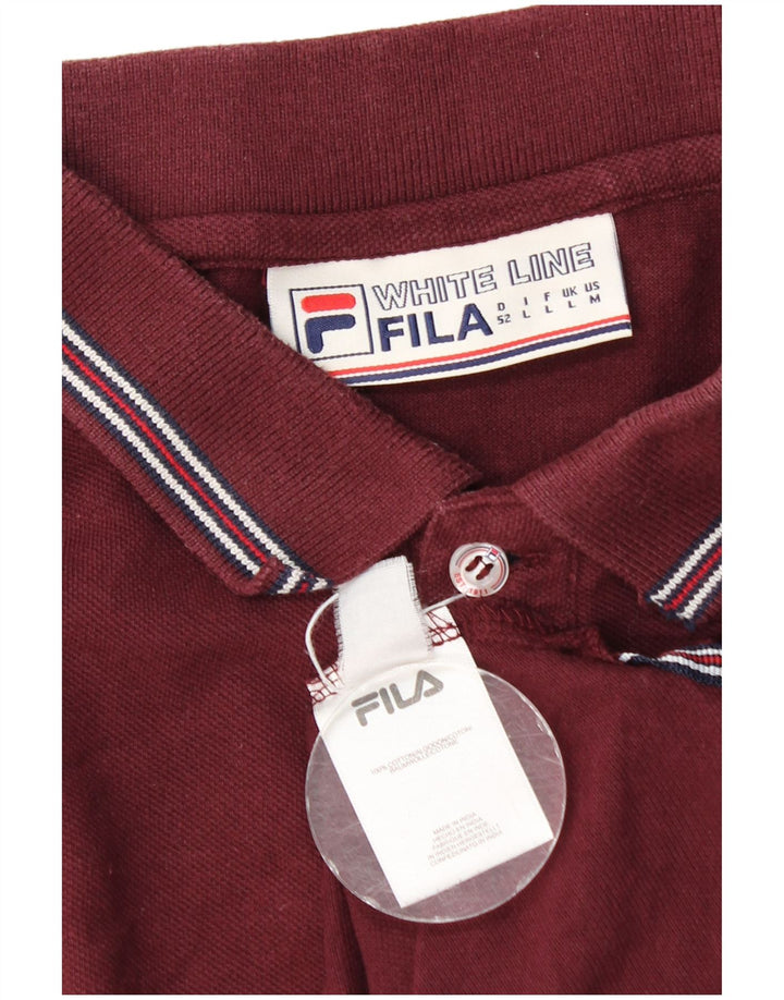Fila Mens Polo Shirt Large Maroon Cotton