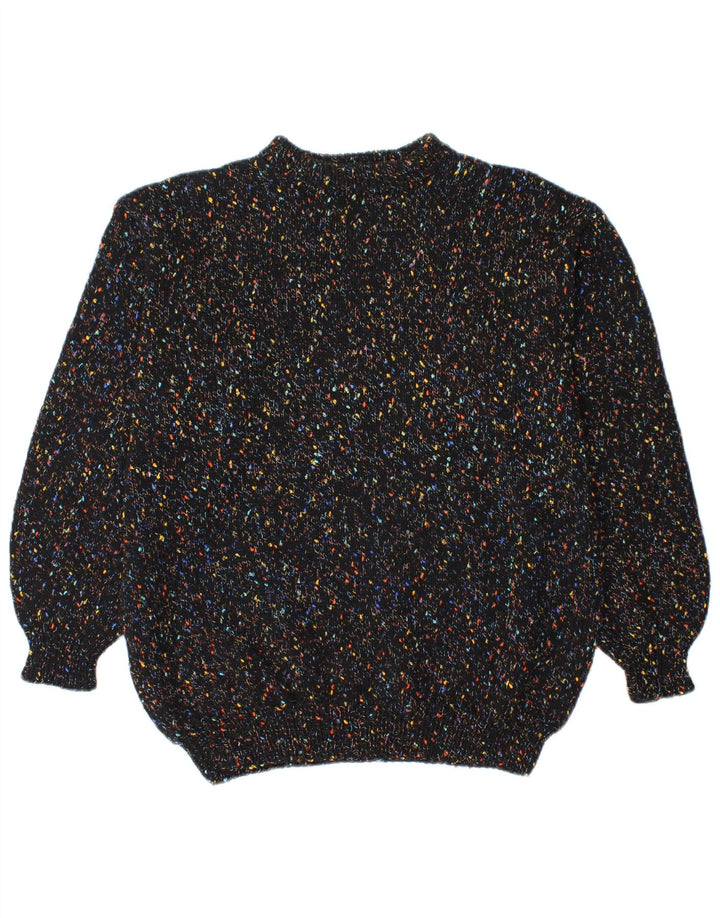 Vintage Mens Turtle Neck Jumper Sweater Medium Black Flecked