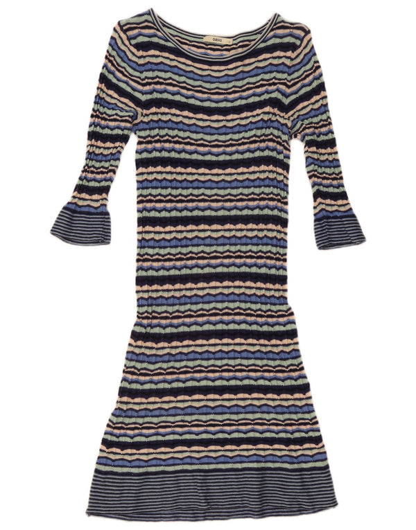 Oasis Womens 3/4 Sleeve Jumper Dress UK 12 Medium Multicoloured Striped