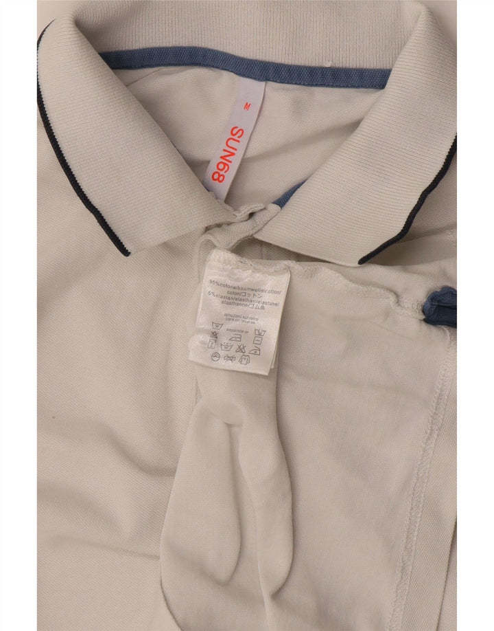 Sun68 Mens Polo Shirt Medium White Cotton