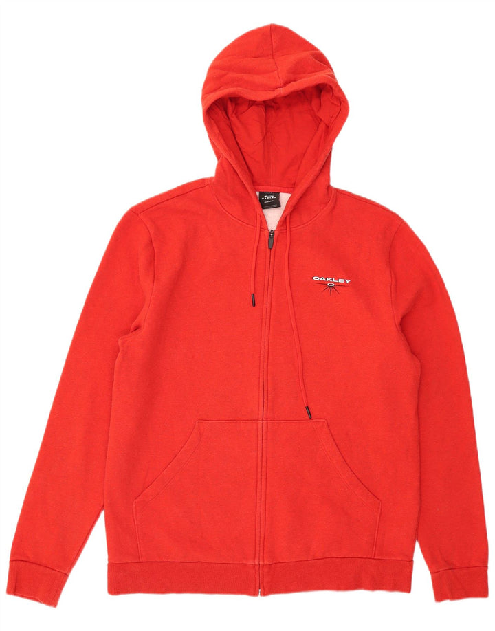Oakley Mens Zip Hoodie Sweater Medium Red Cotton
