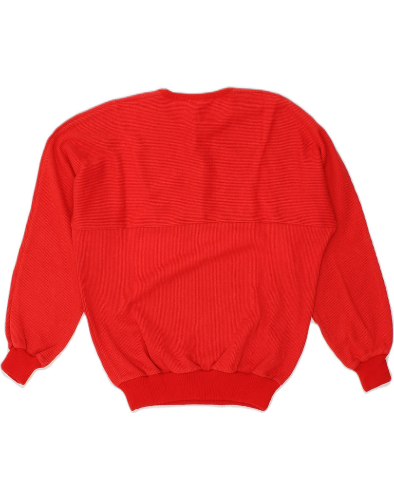 TOBIA SYSTEM Mens Button Neck Jumper Sweater IT 50 Medium Red Cotton | Vintage Tobia System | Thrift | Second-Hand Tobia System | Used Clothing | Messina Hembry 