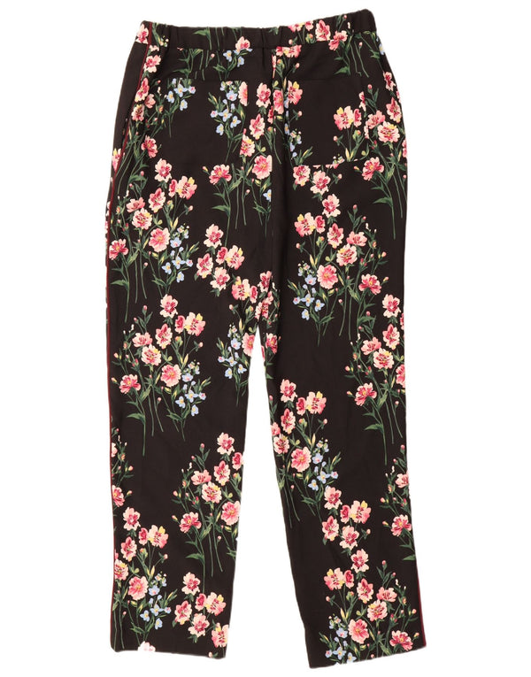Marks & Spencer Womens Casual Trousers UK 14 Large W34 L33 Black Floral