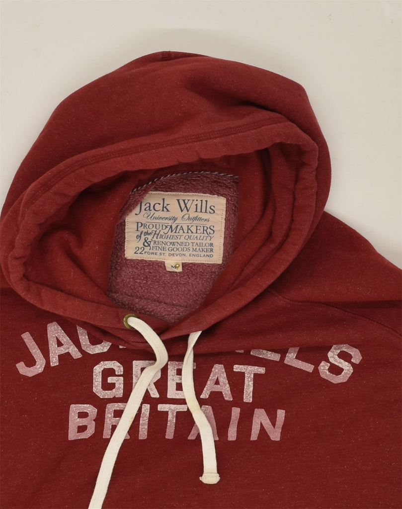 JACK WILLS Mens Graphic Hoodie Jumper Medium Red Cotton | Vintage Jack Wills | Thrift | Second-Hand Jack Wills | Used Clothing | Messina Hembry 