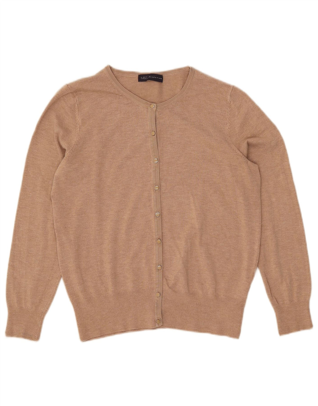 Marks & Spencer Womens Cardigan Sweater UK 12 Medium Beige Viscose