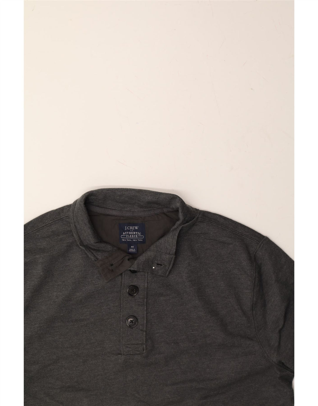 J. CREW Mens Button Neck Sweatshirt Jumper Medium Grey Polyester Vintage J. Crew and Second-Hand J. Crew from Messina Hembry 