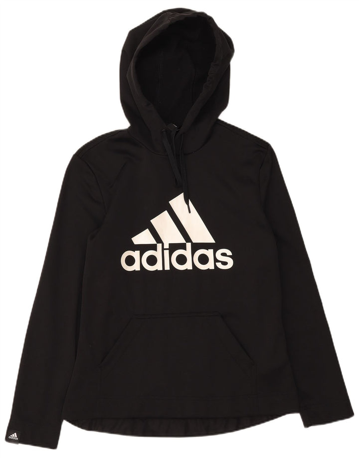 Adidas Womens Graphic Hoodie Jumper UK 12/14 Medium Black Polyester